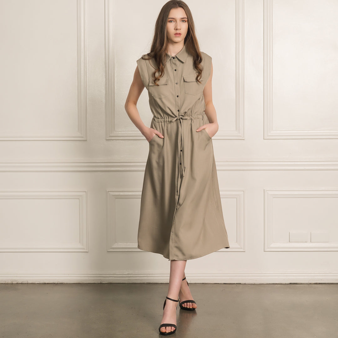 Kinsley Collared Shirt Drawstring Waist Dress 2