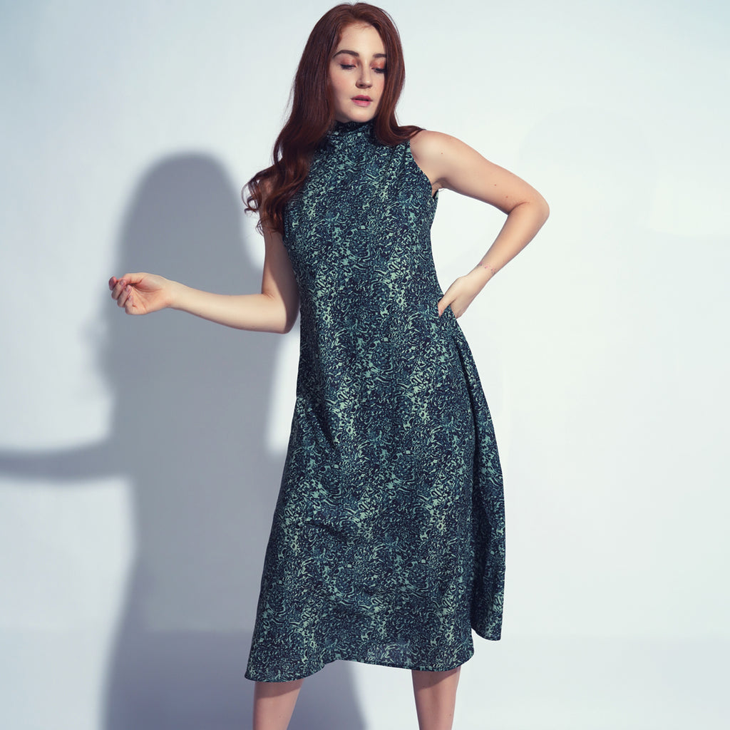 Brea Sleeveless High Neck Midi Dress