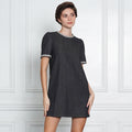 Gianna Elegant Tweed-Trim Denim Mini Dress