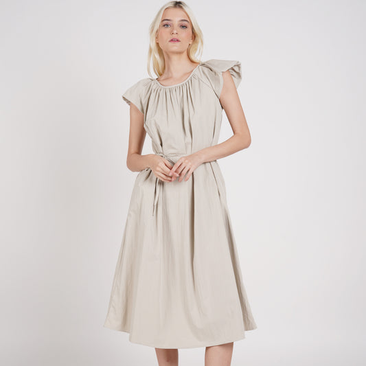 George Flutter Sleeves Midi Dress