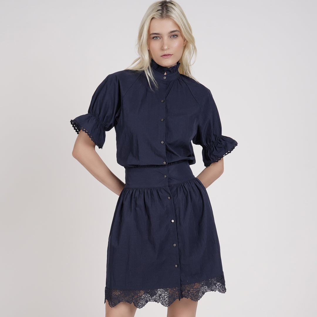 Estelle Cinched Waist w/ Lace Dress