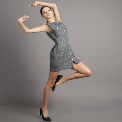 Jocielyn Sleeveless Tweed Dress