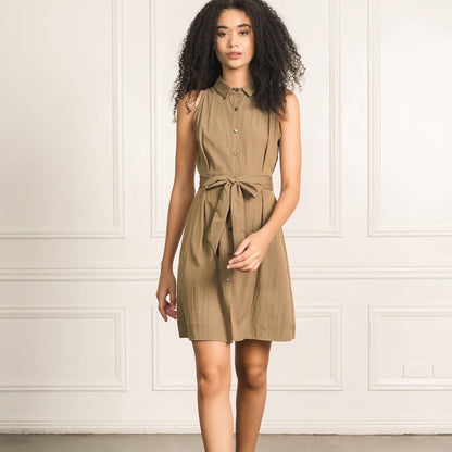 Laxa Collared Button-Front Shirtdress