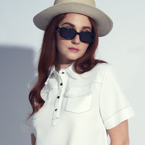 Beanne A-Line Dress w/ Lace Piping