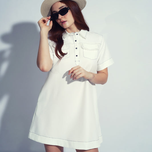 Beanne A-Line Dress w/ Lace Piping