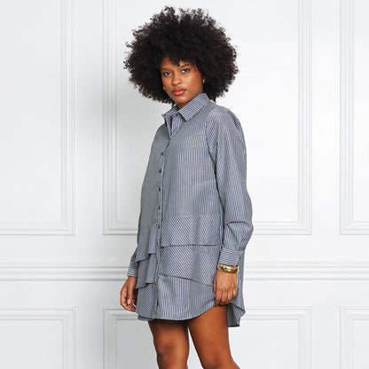 Ivy Cascade Tiered Shirtdress
