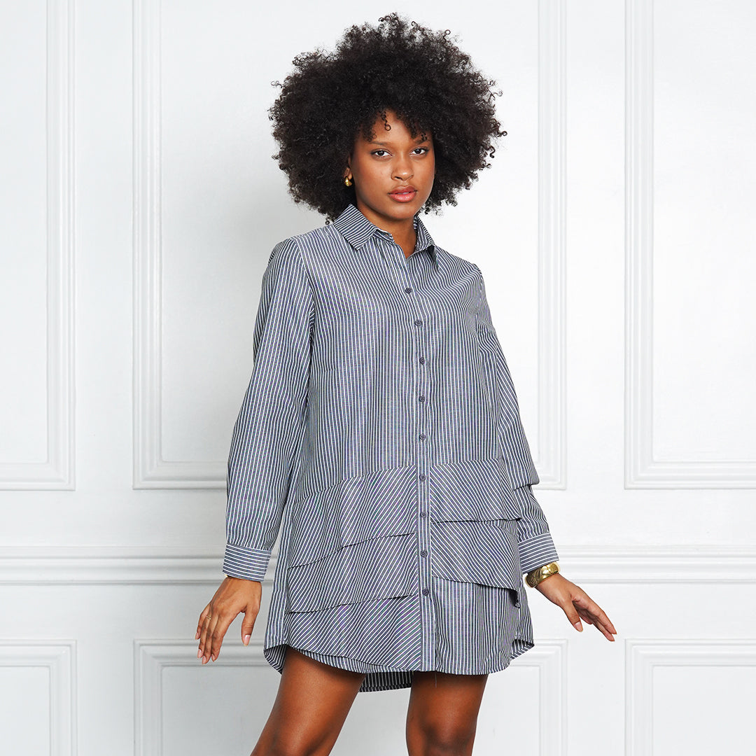 Ivy Cascade Tiered Shirtdress