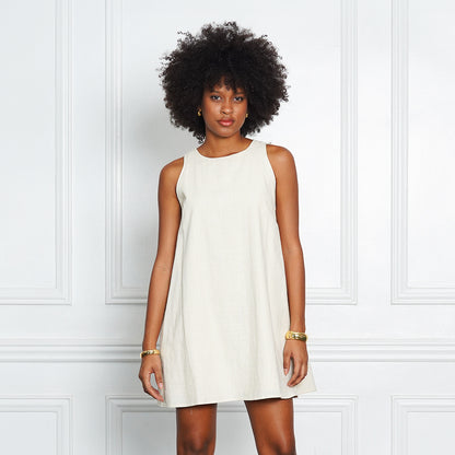 Ira Sleeveless Linen-Blend Shift Dress
