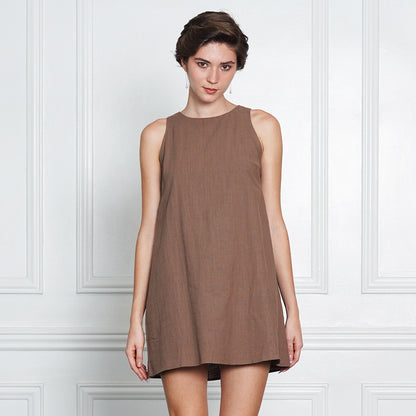 Ira Sleeveless Linen-Blend Shift Dress