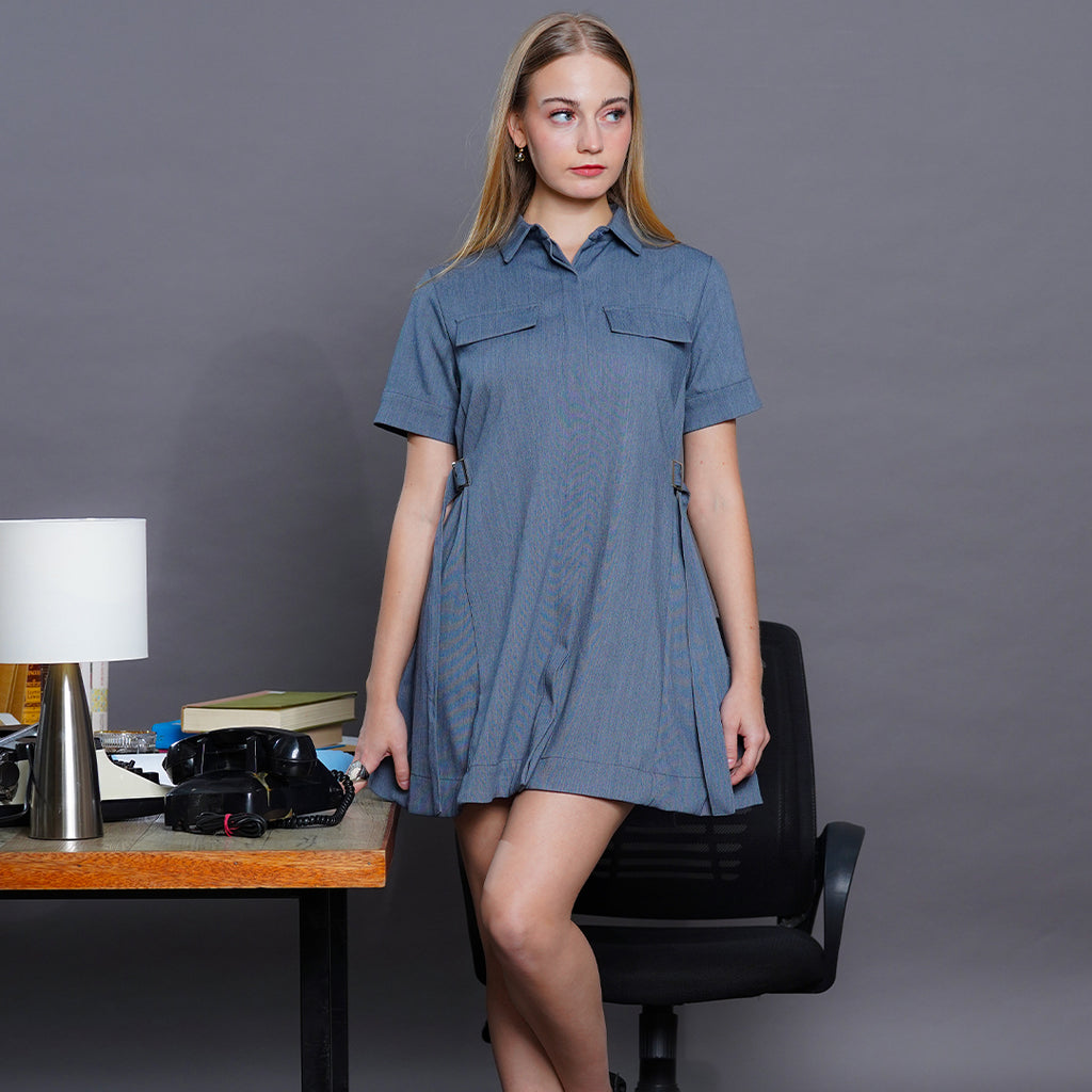 Laine Modern Utility Shirt Dress in Ivory