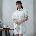 Faye Printed Puff Sleeves with Lining Dress