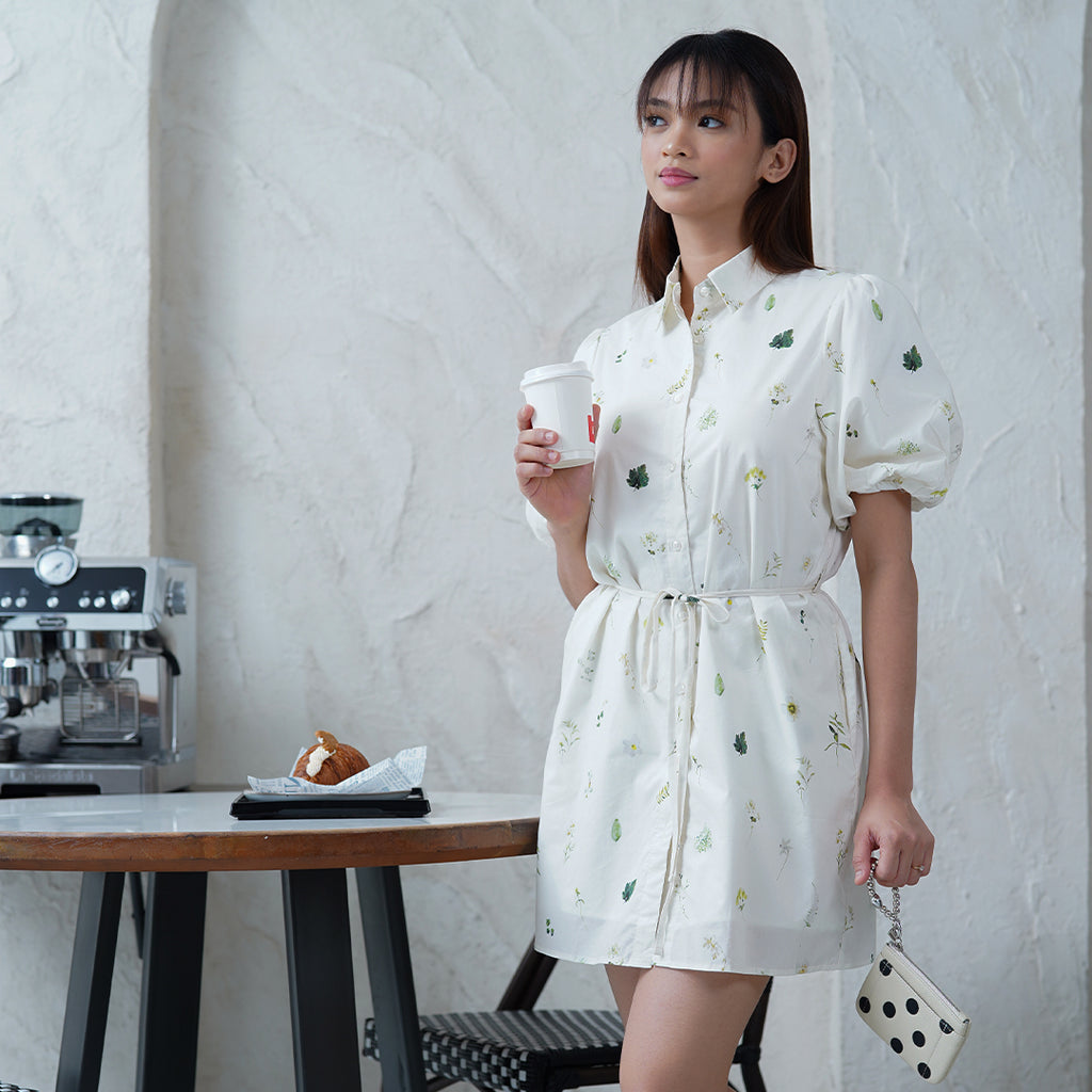 Faye Printed Puff Sleeves with Lining Dress