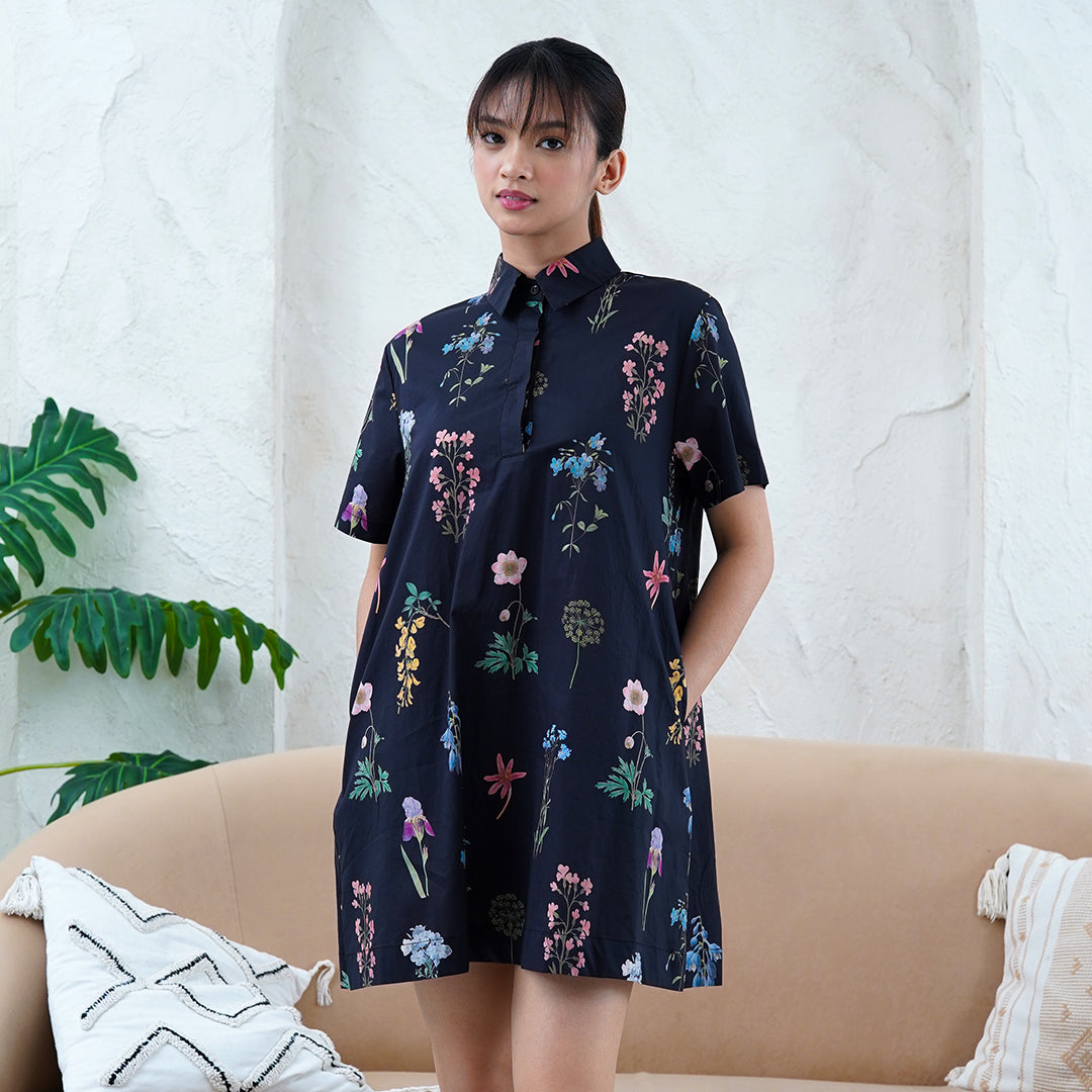 Fancy Relaxed A-Line Dress with Collar
