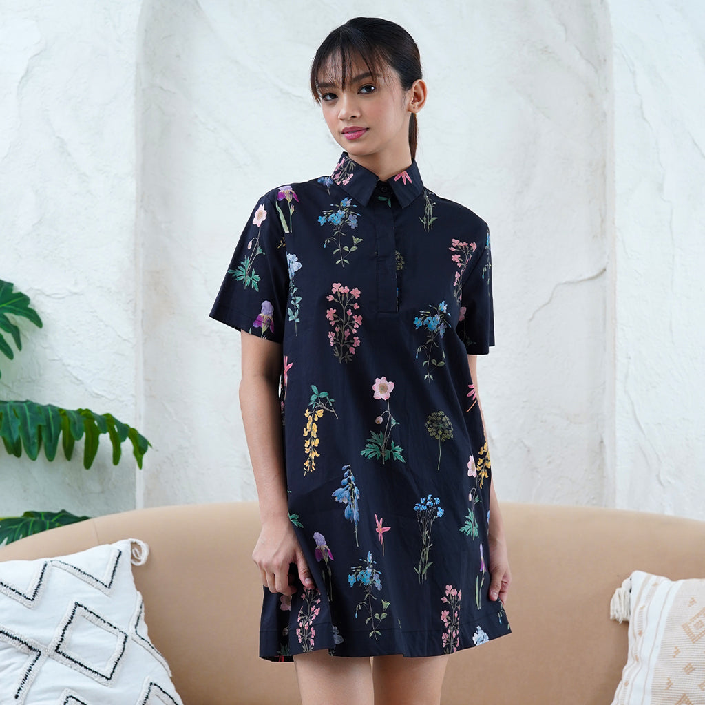 Fancy Relaxed A-Line Dress with Collar
