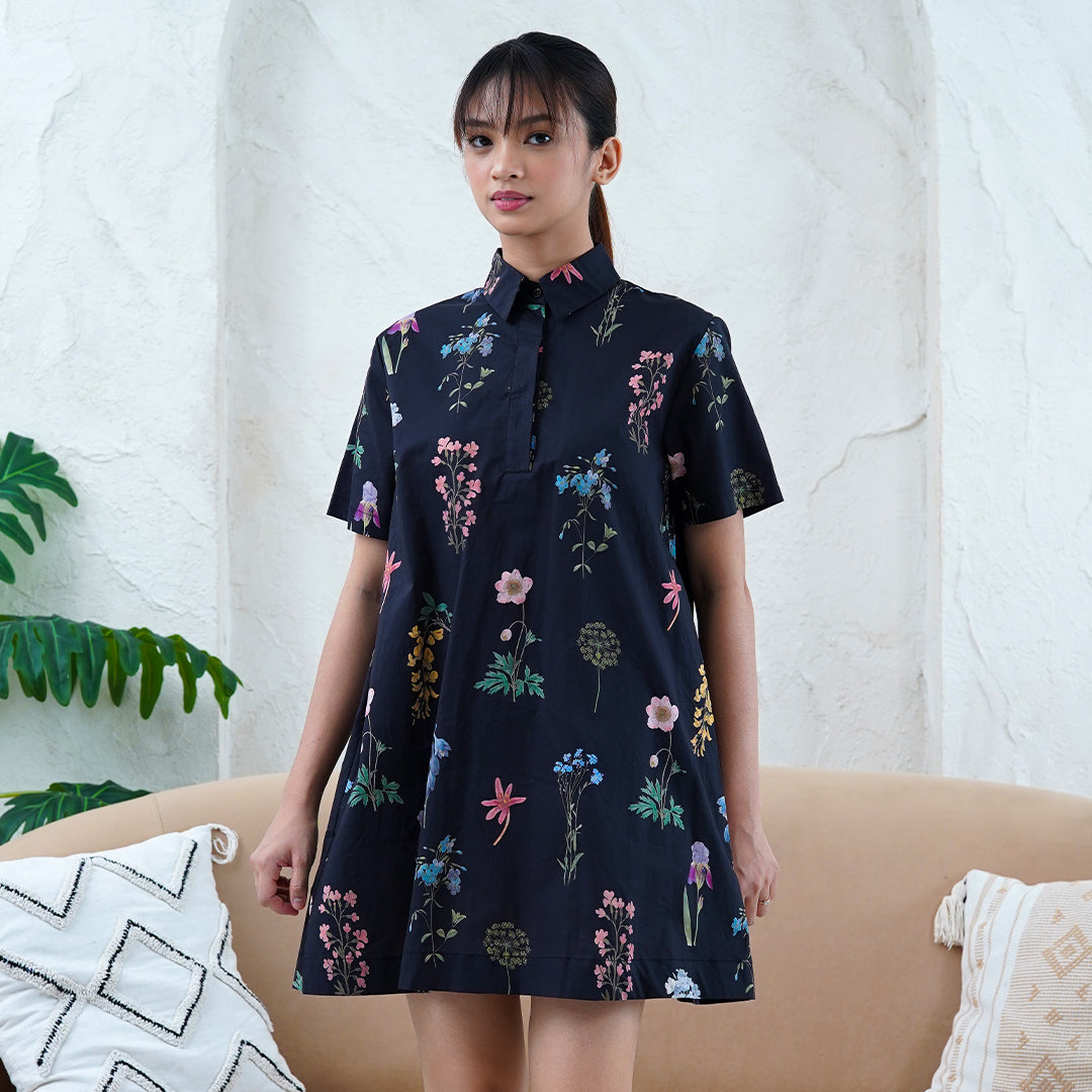 Fancy Relaxed A-Line Dress with Collar