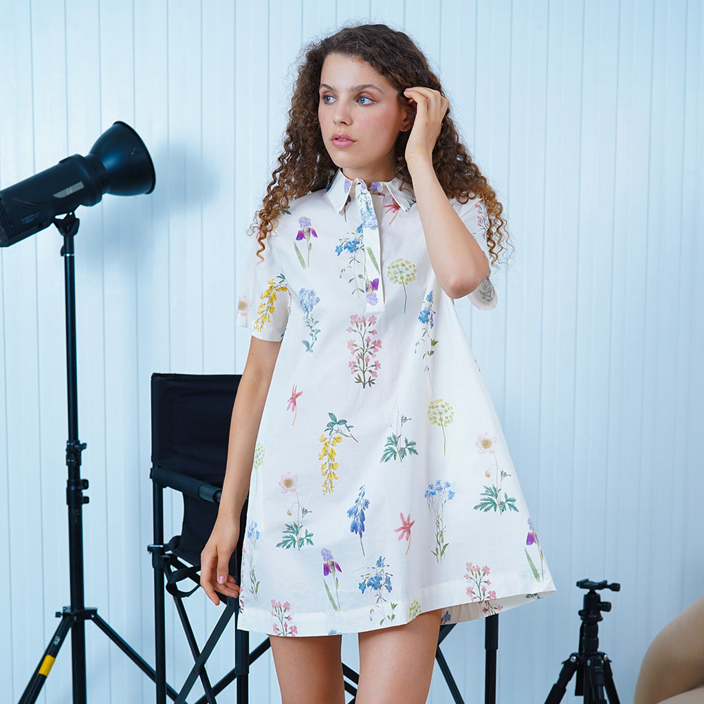 Fancy Relaxed A-Line Dress with Collar