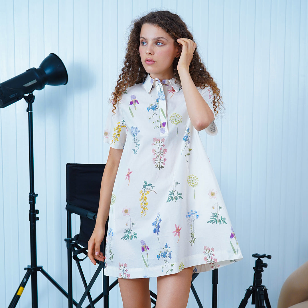 Fancy Relaxed A-Line Dress with Collar