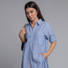 Load image into Gallery viewer, Diana Striped Belted Shirt Dress
