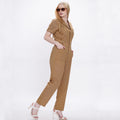 Flare Jumpsuit with Rolled Sleeves