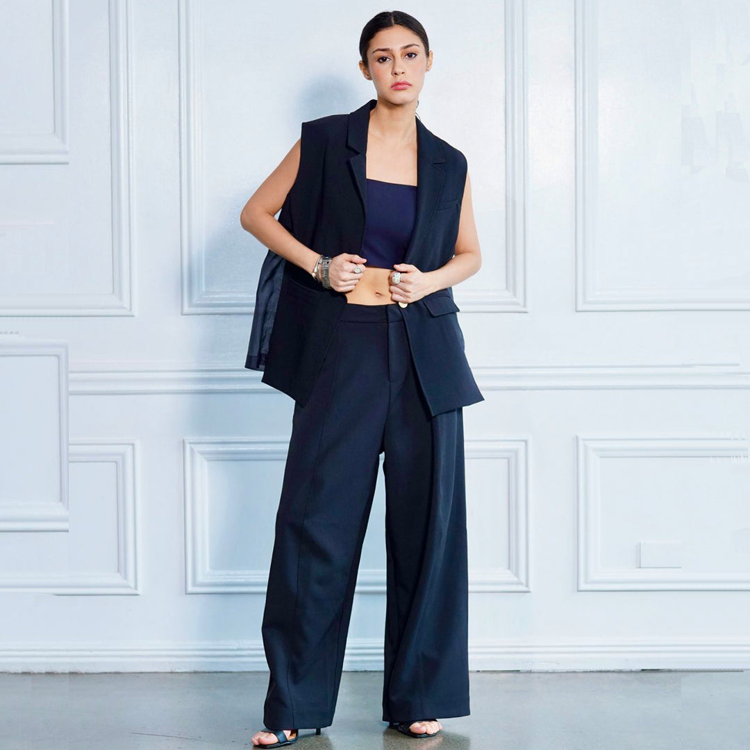 Elvie Crossover Waist Wide-Leg Pants