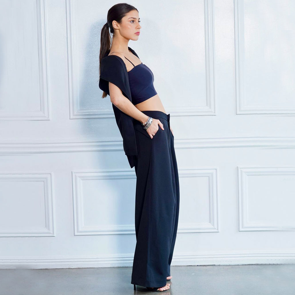 Elvie Crossover Waist Wide-Leg Pants