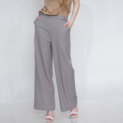 Gella Button-Detail High-Waisted Pants