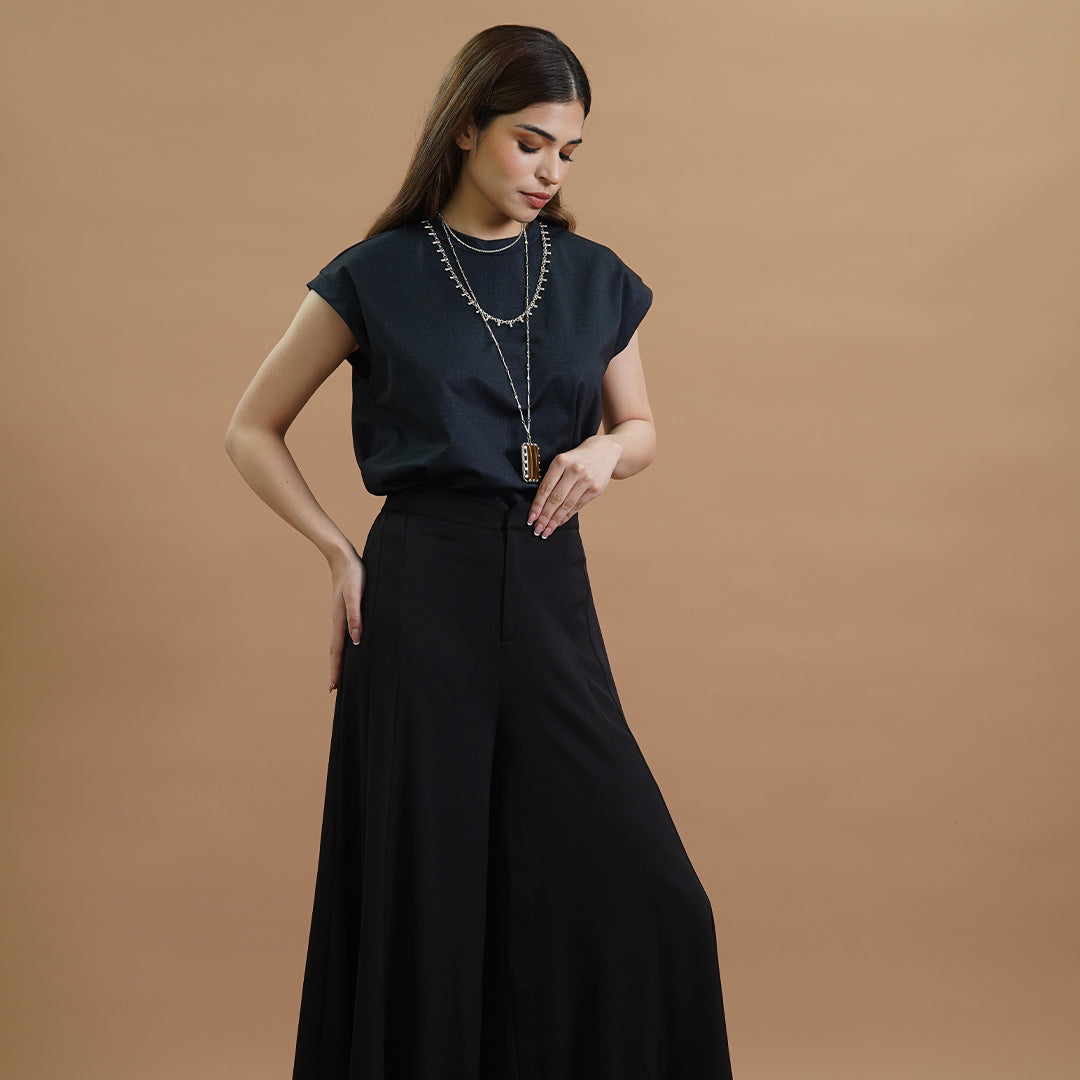 Itzel High-Waisted Flared Wide-Leg Pants