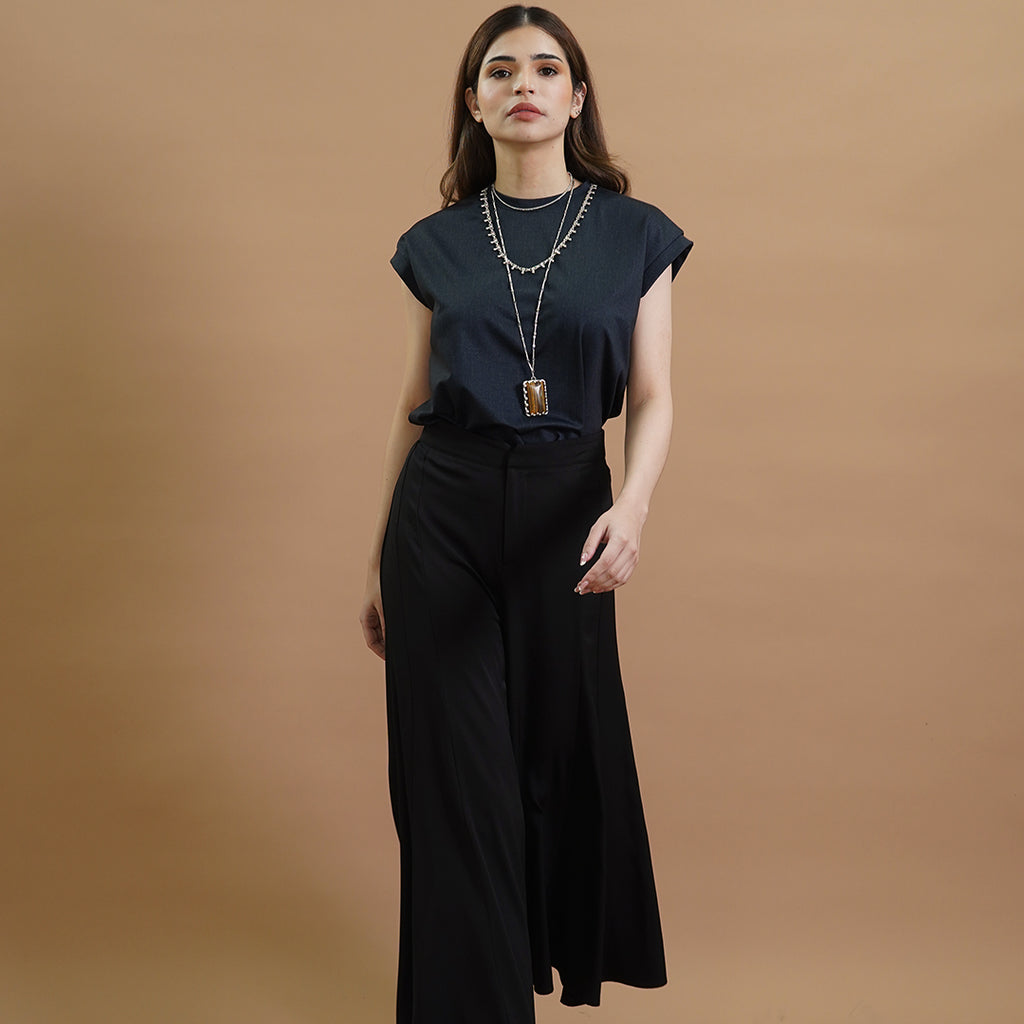 Itzel High-Waisted Flared Wide-Leg Pants