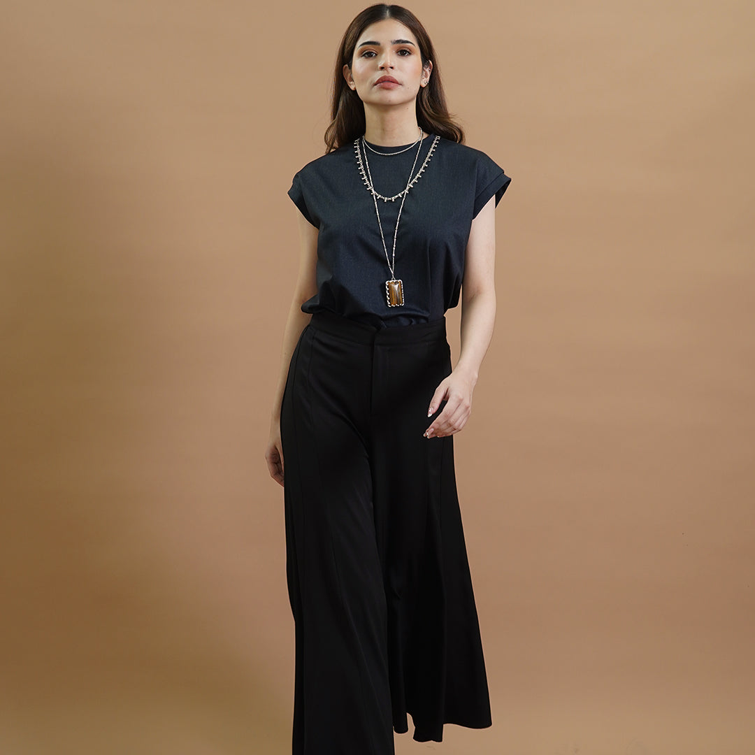 Itzel High-Waisted Flared Wide-Leg Pants