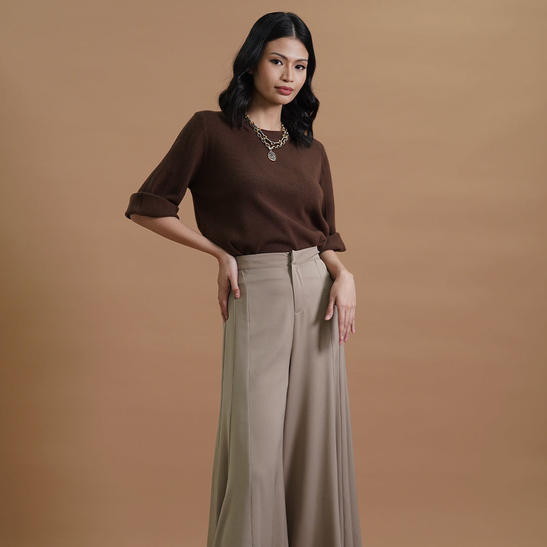Itzel High-Waisted Flared Wide-Leg Pants