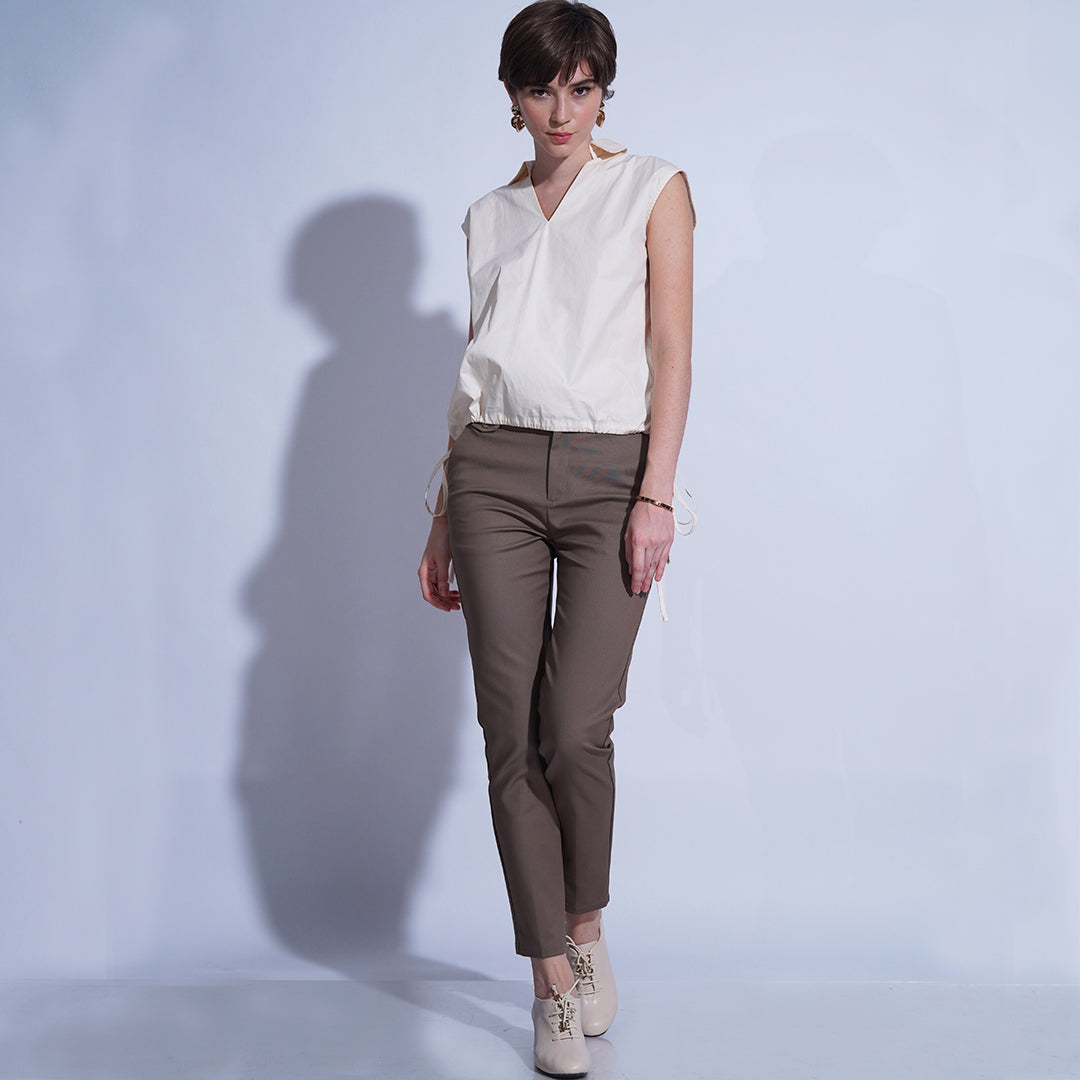 Dexie Mid-Rise Slim Cropped Twill Pants