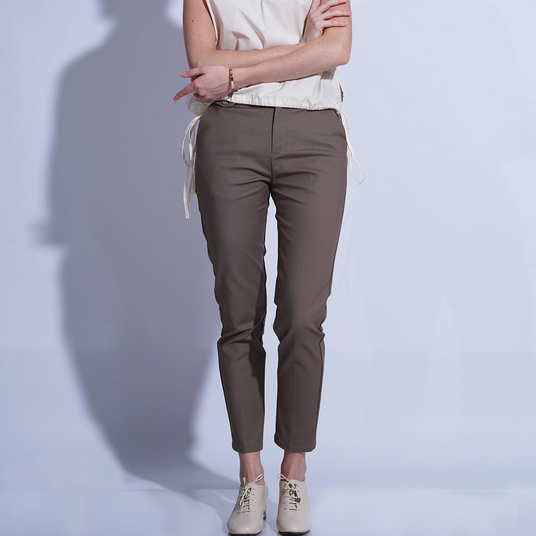 Dexie Mid-Rise Slim Cropped Twill Pants