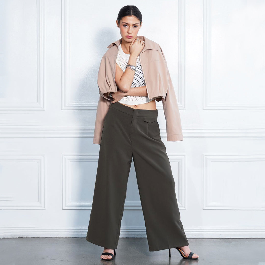 Delie High-Waisted Wide-Leg Pants