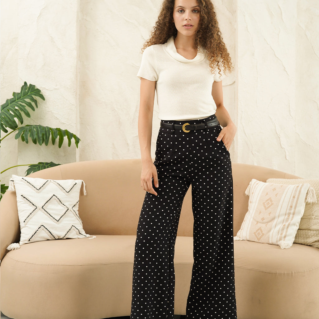 Dottie Polka Dot Flow Wide-Leg Pants