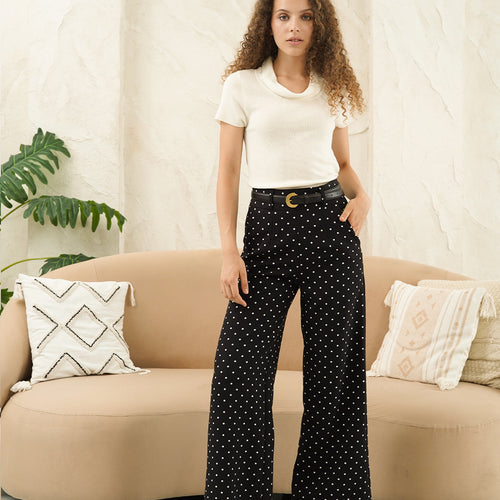 Dottie Polka Dot Flow Wide-Leg Pants