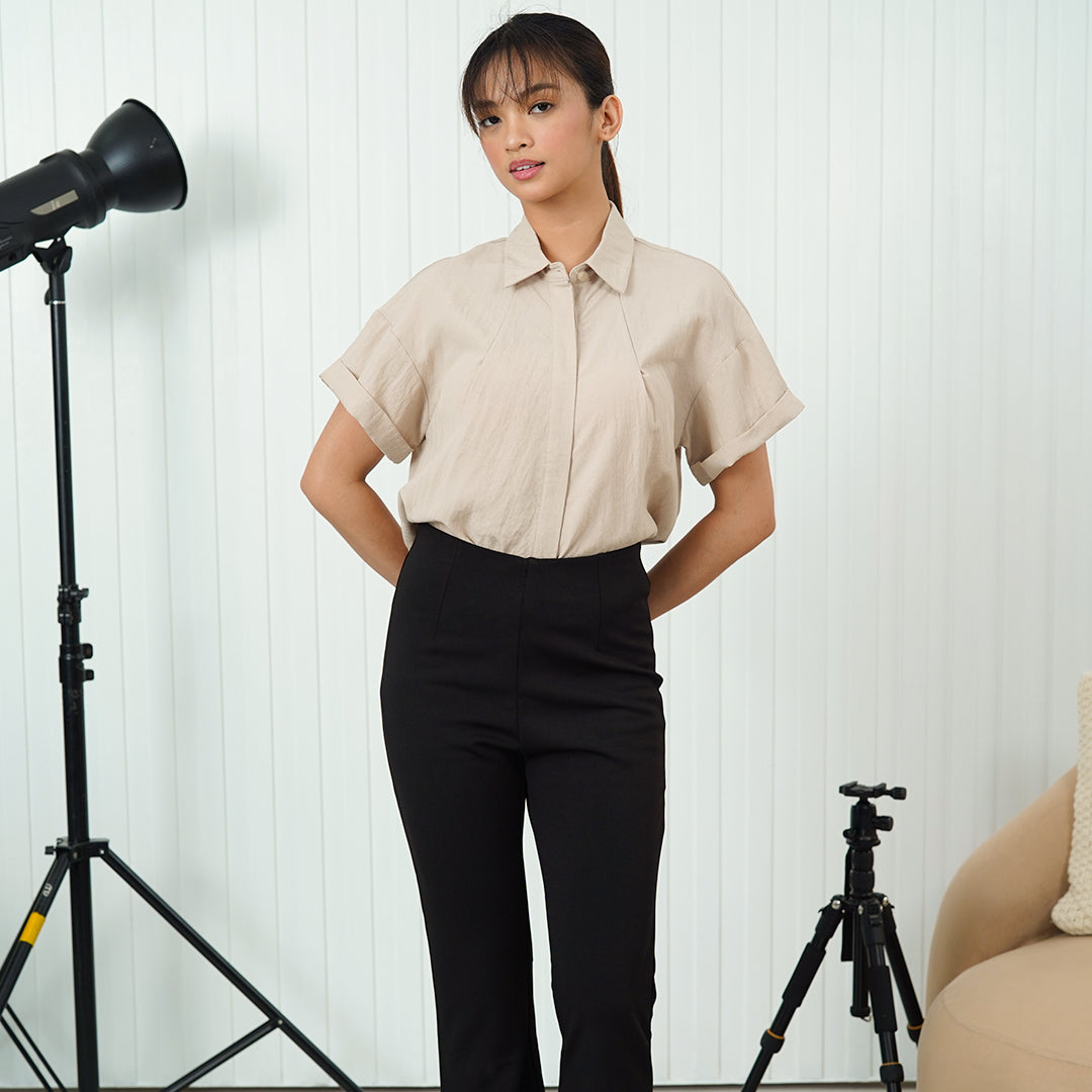 Demi High Waist Clean Front Panel Wide Leg Pants