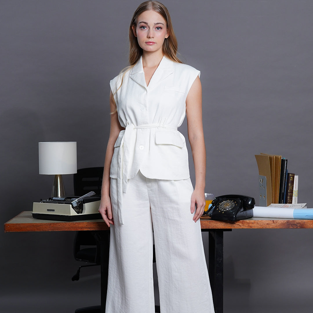 Lucy Ivory Linen-Blend Utility Set