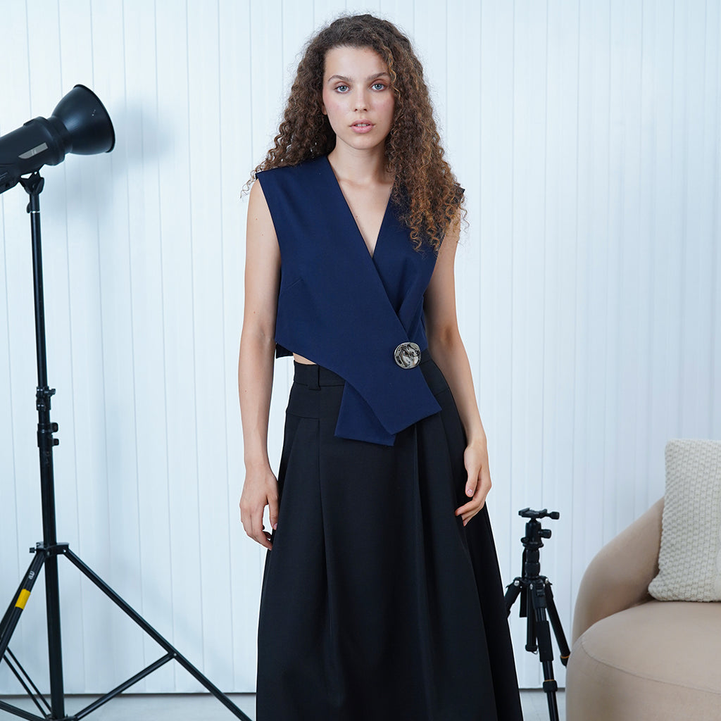 Alena Pleated A-Line Maxi Skirt