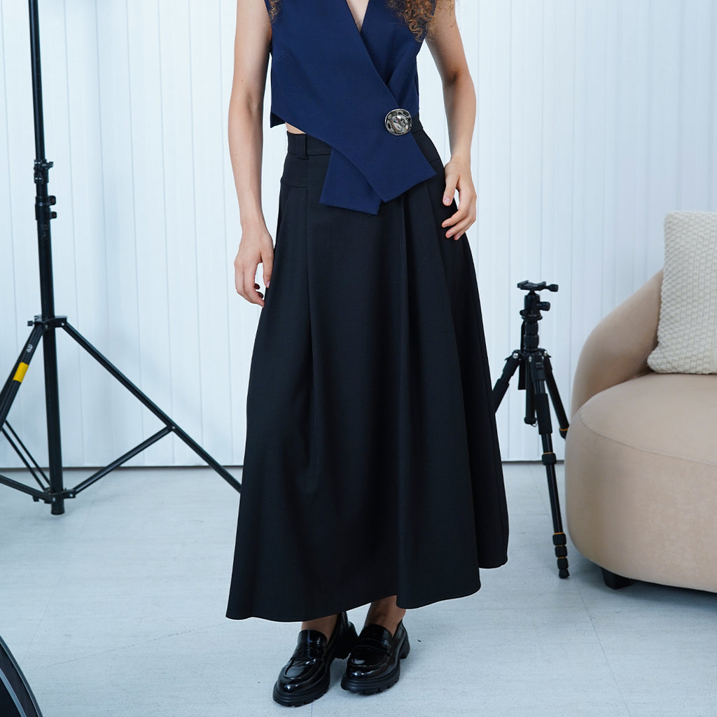 Alena Pleated A-Line Maxi Skirt