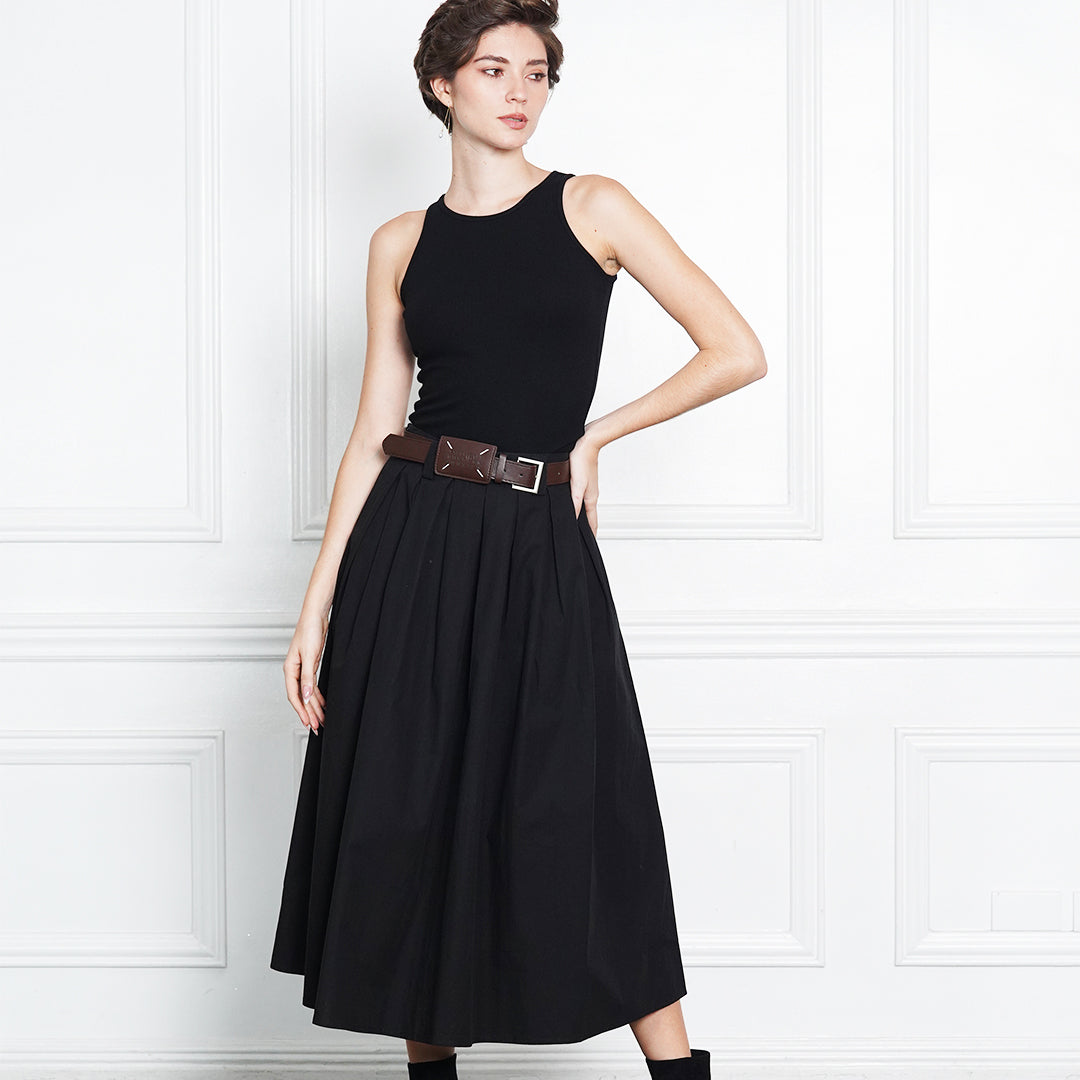 Jerrica High-Waist Defined Midi with Belt