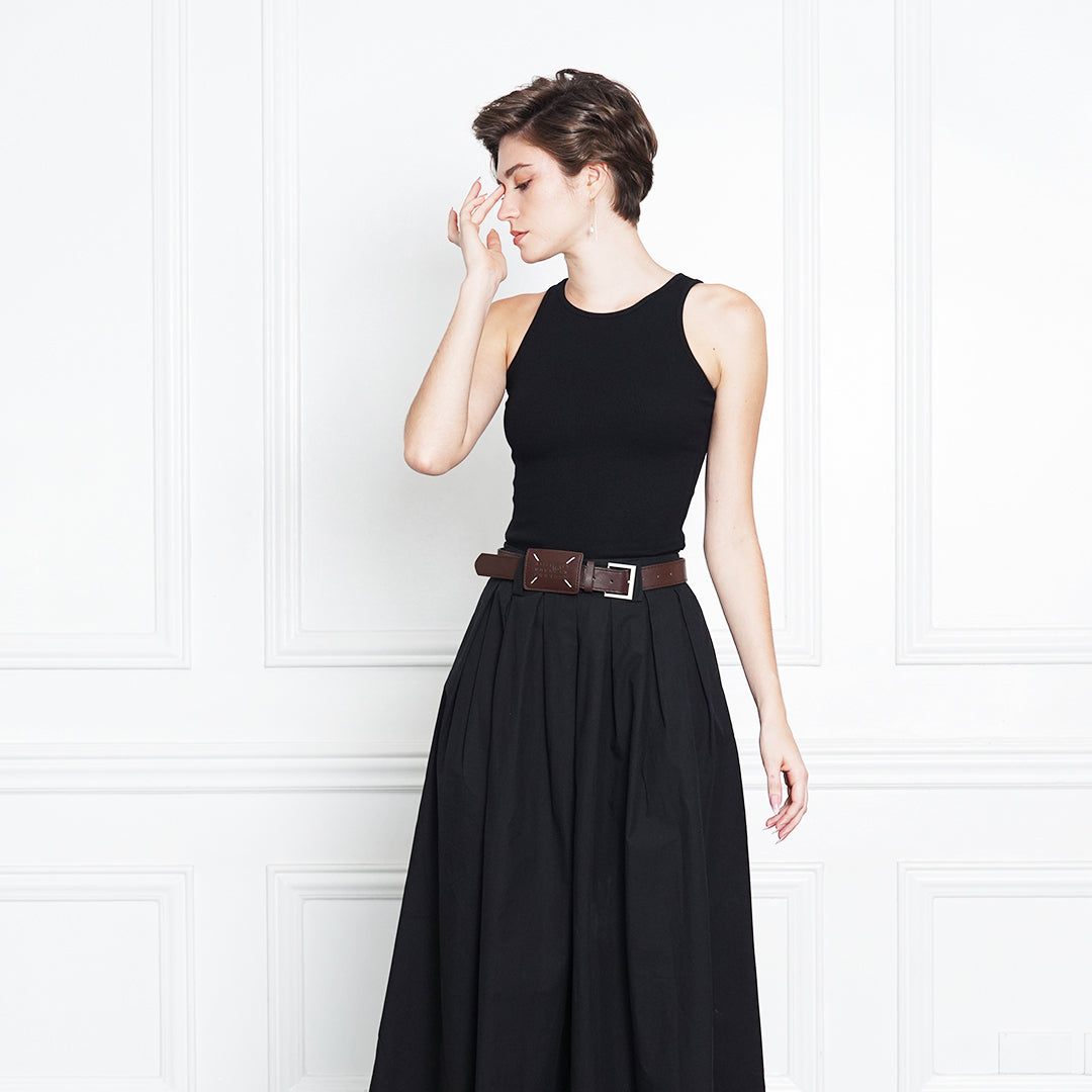 Jerrica High-Waist Defined Midi with Belt