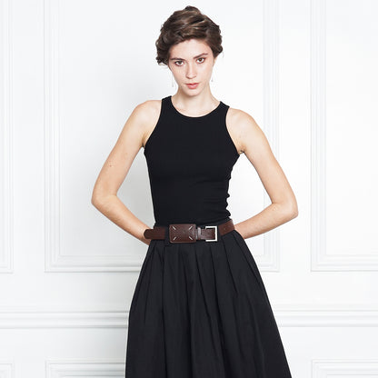 Jerrica High-Waist Defined Midi with Belt