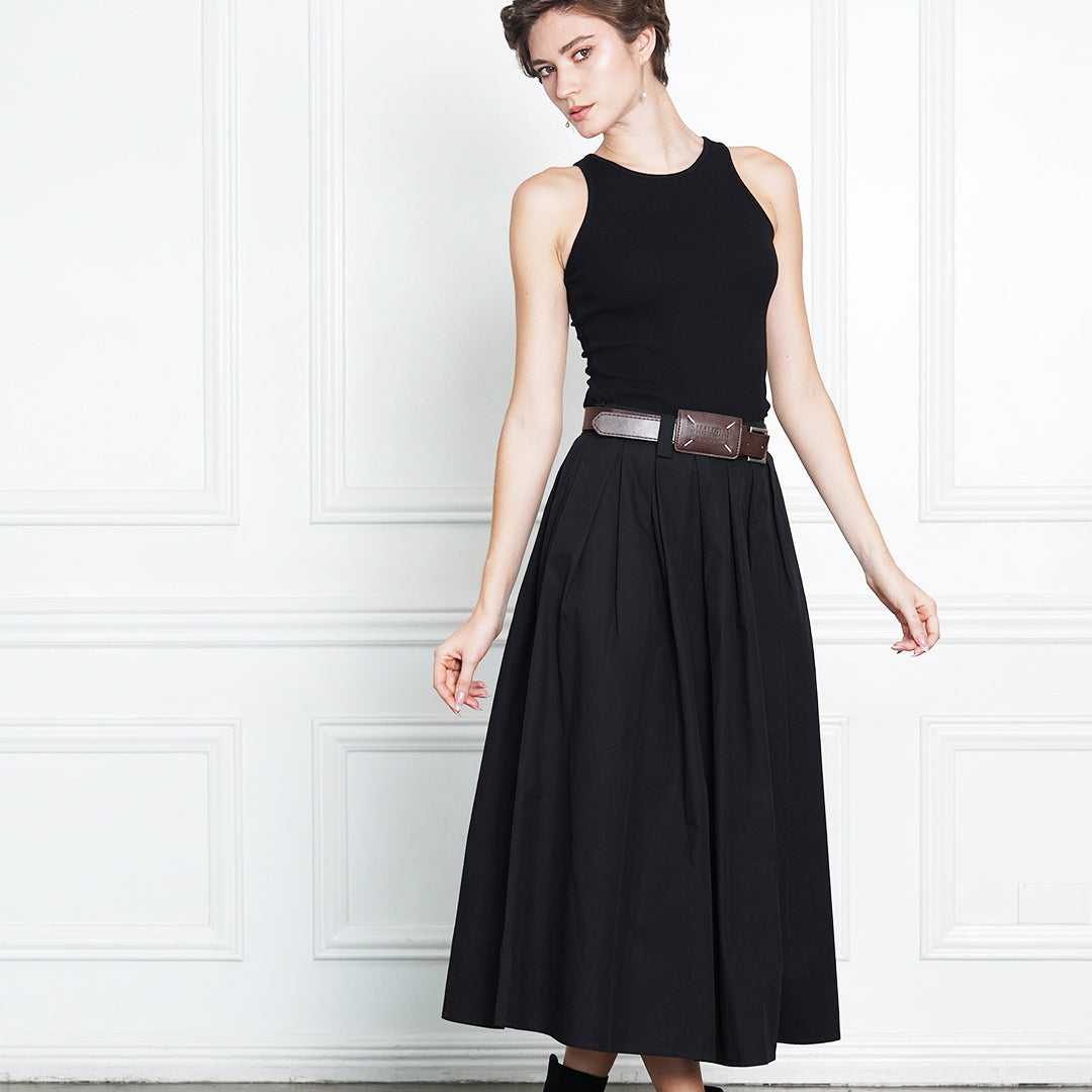 Jerrica High-Waist Defined Midi with Belt